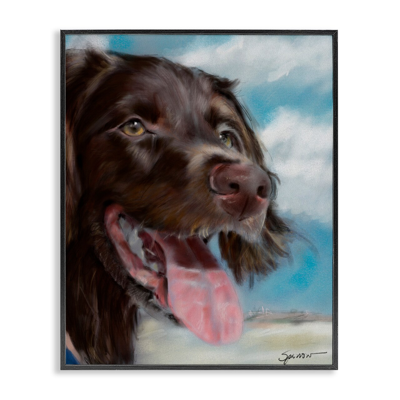 Stupell Industries Happy Face Dog & Clouds Framed Giclee, design by Mary Sparrow